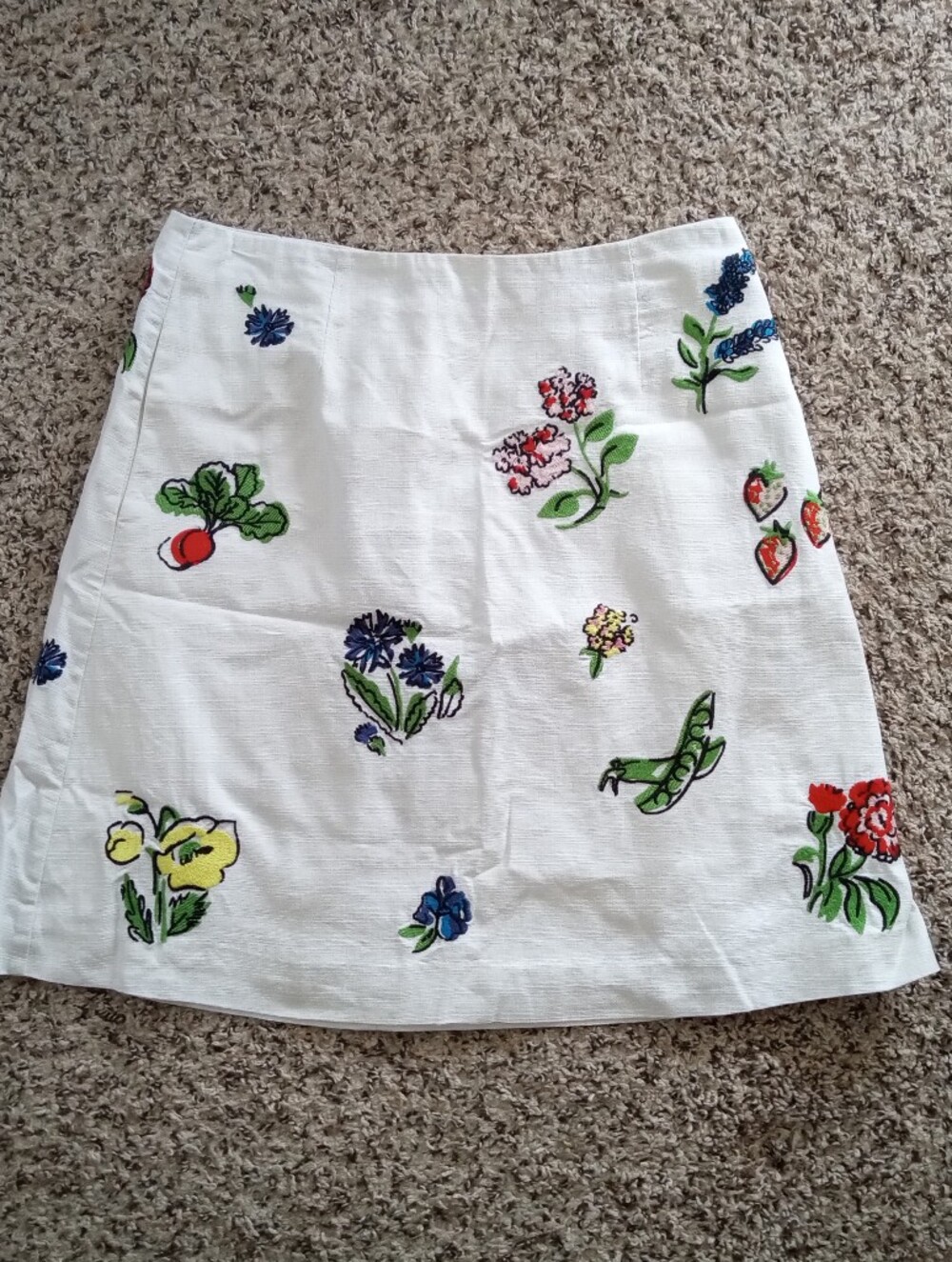 Boden Fruity Fun Embroidered Midi Skirt White Medium 8 Regular - Picture 3 of 11